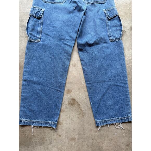 Vintage 90s Baggy Old Navy Blue Jeans Size 34x32 Cargo Denim - Picture 8 of 8